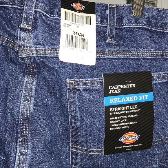 Dickies Relaxed Fit Straight leg Carpenter Jeans Sz 34x34 blue denim - Picture 5 of 6
